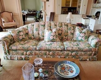 Quilted floral sofa