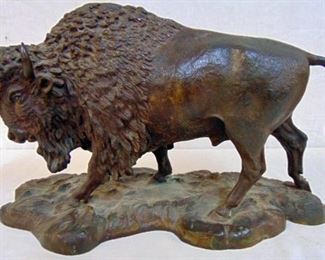 Bronze Bison, signed Illegibly
