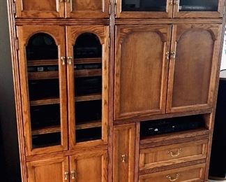 Oak cabinet, entertainment center 