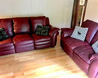 Leather sofa and love seat