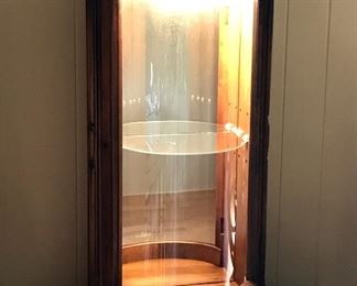 Small vintage lighted tabletop curio cabinet