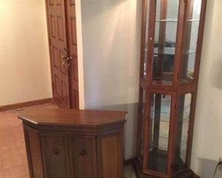 Lighted Curio and Small Entry Table