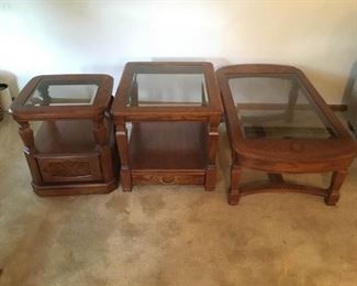 Oak GlassTop Tables