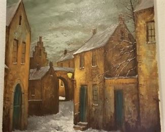 Oil Painting by Jan Vos, "Winter Scene"