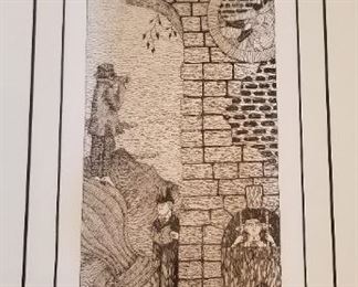 Signed AP Print by Edward Gorey, from the PBS Series "Mystery Theatre"