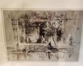 Signed Etching by Stanley Litton "Venetian Steps"