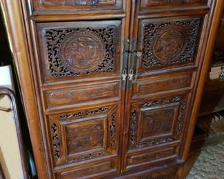 Chinese Pierced Wood Cabinet