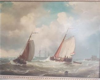 Pair of Fabulous Marine  Oils.. artist lived in the Netherlands (1813-1876)