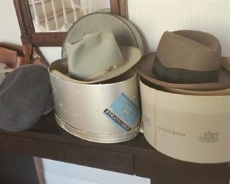 Vintage hats...Stratolilner/gray......Royal Stetson Panama....Borsalino Italian cap....