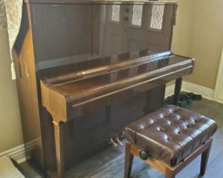PETROF UPRIGHT PIANO, HIGH POLISHED WALNUT
