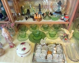 Depression glass and salt cellar collection