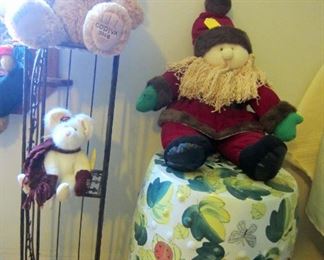 Ceramic seat plus some of stuffed dolls/bears