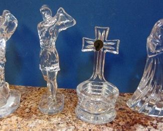Waterford:  man and woman golfers, wedding cake top, votive cross