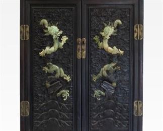 A Magnificent Jade Inlaid Compound Cabinet
