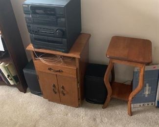 side tables, AIWA stereo system