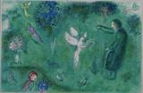 Marc Chagall (1887-1985) Russian/ French
PHILETA’S ORCHARD (M.326) from Daphne & Chloe, 1961, double sheet color lithograph, from the edition 250, printed by Mourlot, sheet 16 ½ x 25”, in handsome Galerie Michael frame with glass, colors in Catalogue Raisonne appear more saturated, otherwise in apparently very good condition.