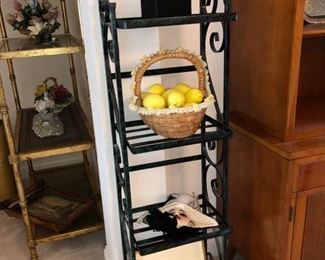 Small bakers rack and decor