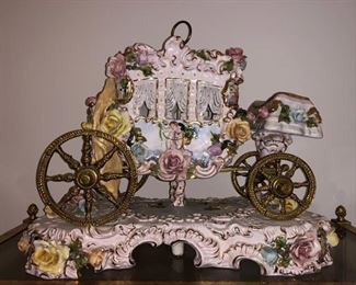 Italian porcelain carriage statue