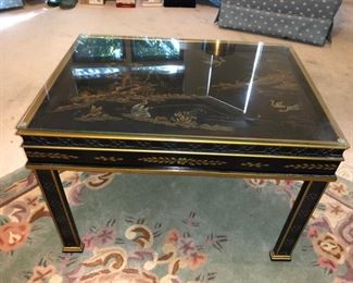 Oriental occasional table with glass top.....