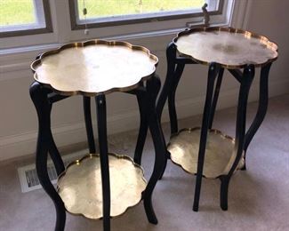 Brass/wood end tables