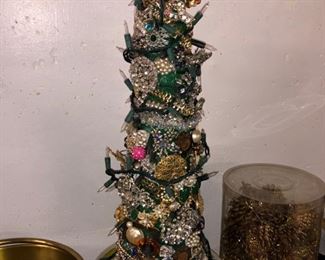 Gorgeous Christmas tree made from costume rhinestone jewelry!!