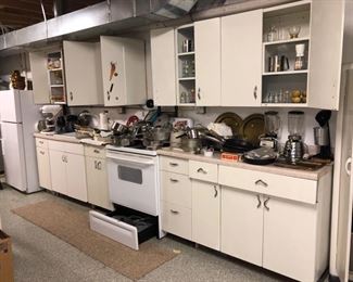 Vintage metal kitchen cabinets!