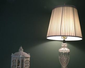 Cut glass lamp; Cinderella and Prince Charming dancing 