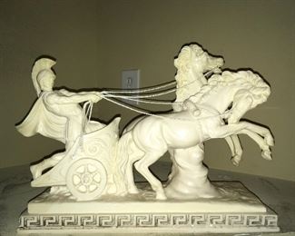Vintage Roman chariot horse sculpture 
