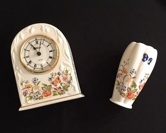 Aynsley table clock and bud vase