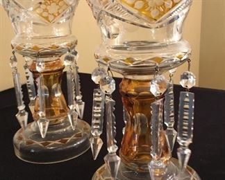 Vintage Bohemian cut mantel lusters