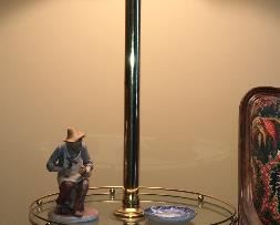 Vintage brass and glass end table and lamp