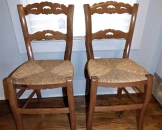 2 of 4 Maple chairs with rush seats