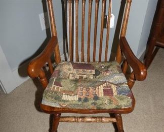 Antique Pressed back Oak child's rocking chair