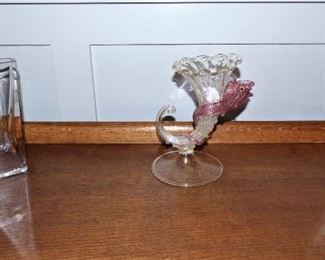 Kosta Boda Crystal vases, Antique Venetian glass cornucopia