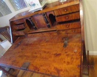 Inside view antique Secretary desk.