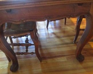 Side view and table legs for dining table.