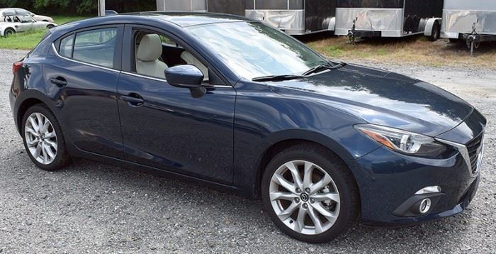 At 8PM: 2015 Mazda3 Hatchback Estate Auto, with 8,013 Miles; Midnight Blue Metallic Exterior, Gray/Black Sport Leather Interior; Power Everything; Remote Keyless Entry & Push Start/Stop; Navigation Screen; Heated Seats; Dual Climate Controls; Power Sunroof; SkyActiv Technology, and much more!  VIN: JM1BM1M3XF1263767
Vehicle Terms:
- Vehicles are sold AS IS, in AS FOUND/ESTATE condition.
- Minimum of 10% deposit due on day of auction (Cash, Check, VISA, MC, or Debit).
- Balance paid in full by Thursday following (Cash or Certified Bank Check ONLY).