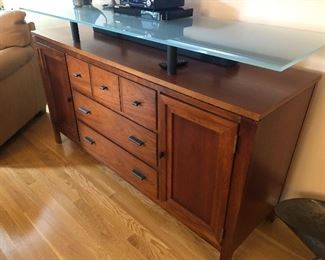 Console unit with glass top