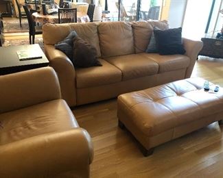 High-end leather sofa and ottoman and 2 chairs available