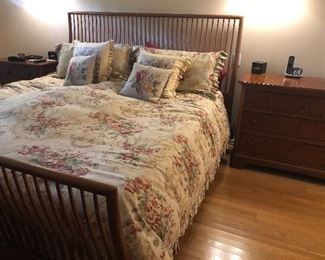 King sleigh bed and 2 nightstands - mattress set also available