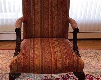 arm chair with turned mahogany legs