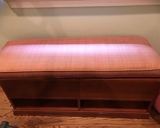 long entryway bench - great for a mudroom - storage underneath for shoes :)