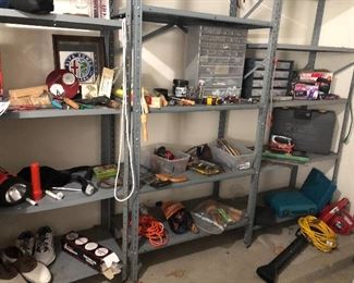Tools, hardware, blower, games and more... and shelving units