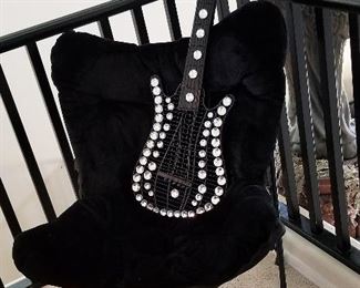 Decorative studded diamond black guitar