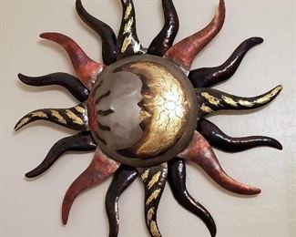 Large metal sun wall decor