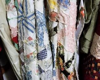 Quilt tops and quilting fabric.