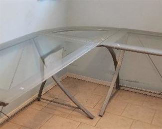 Glass and metal corner desk. Beautiful!