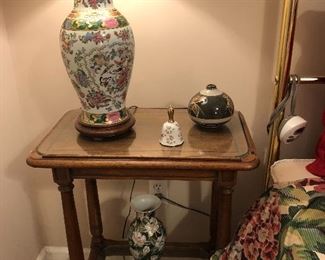 1 of a pair of nightstands, pair of lamps