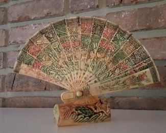 Hand carved bone fan. 