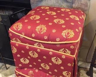 2 Red & gold ottomans (stacked)
